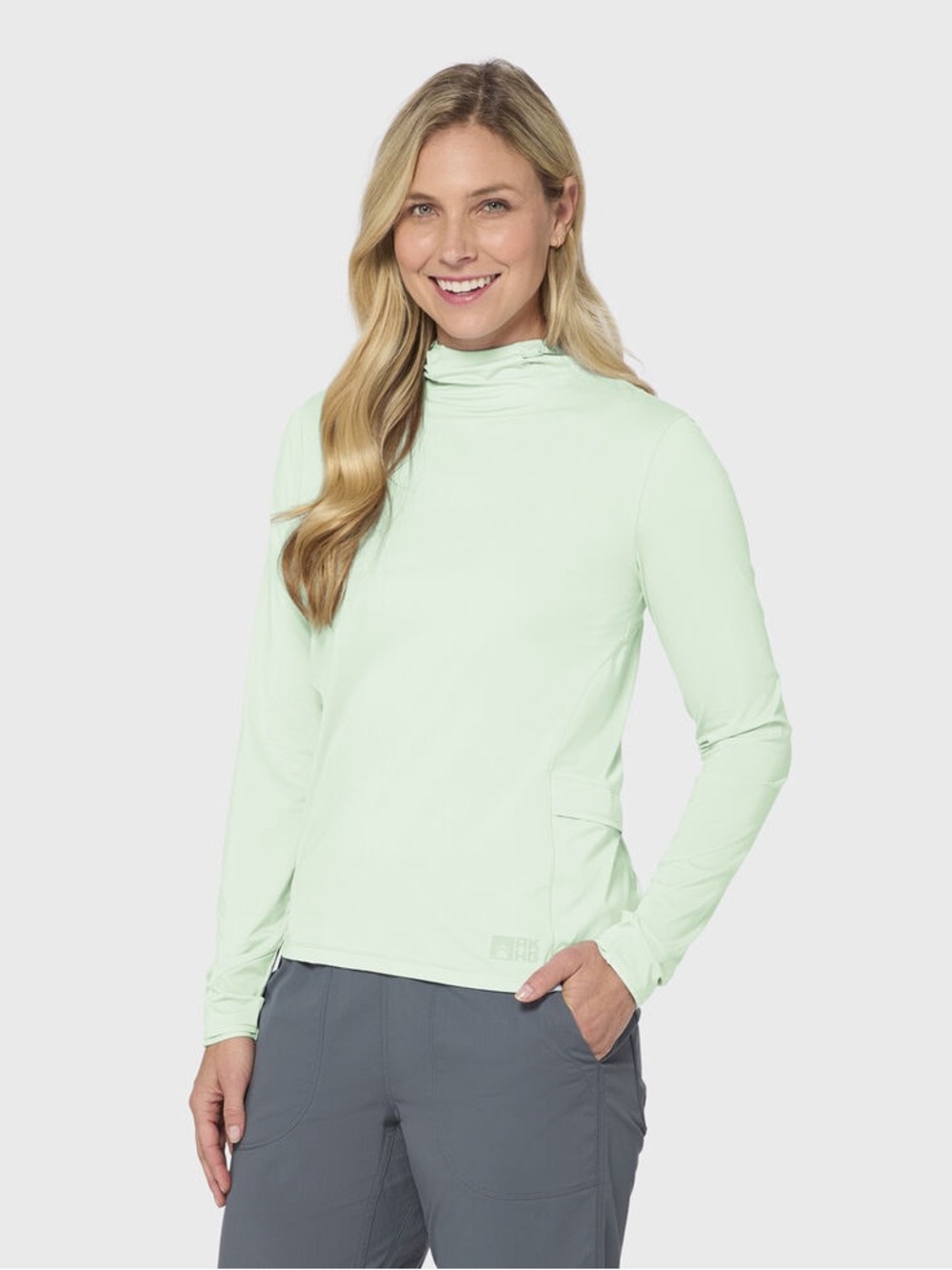 Duluth Trading Co Light Mint Long-Sleeve Mock Neck Top